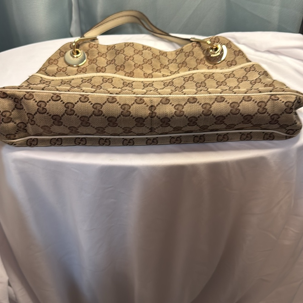 Gucci Eclipse Canvas and Cream Leather Bag with COA - Picture 8 of 15
